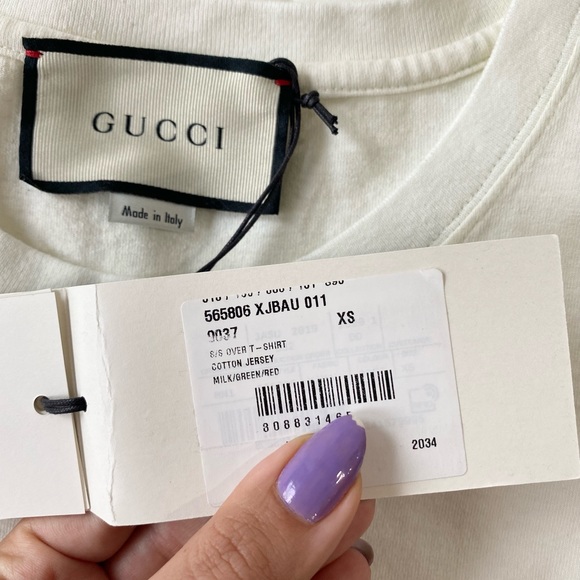 Gucci Interlocking GG Logo Oversized Cotton Graphic Tee Shirt Size Extra Small - Picture 8 of 16